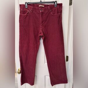 L.L. Bean Men's Standard Fit Maroon Burgundy Red  Corduroy Pants 38x30